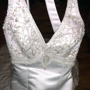 Mary's Wedding Gown BeJeweled Halter Satin & Train